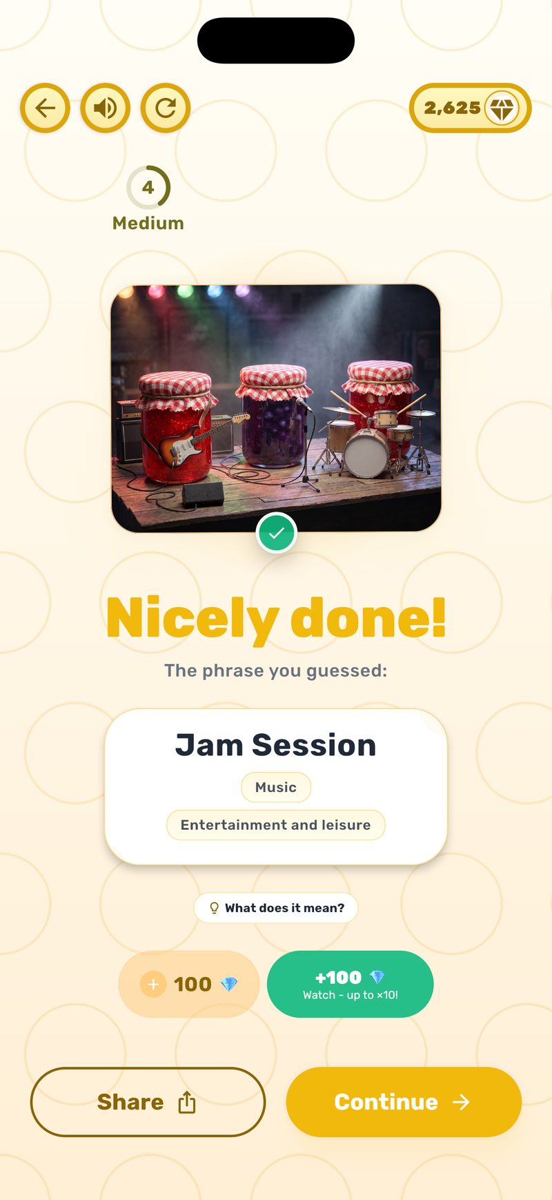 Nicely done - a correct guess wins diamonds