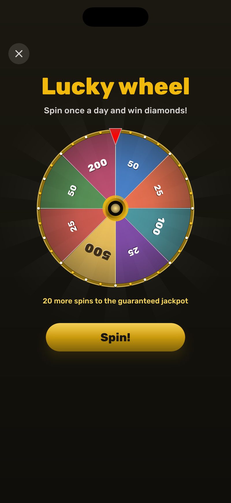 The lucky wheel - spin once a day to win diamonds